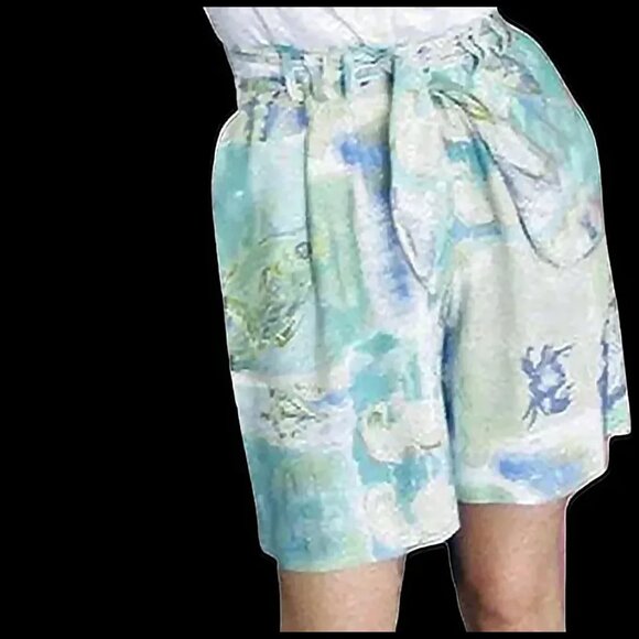 Vintage Baggy Shorts in Rayon with Scarf Sash & High Waist Loose & Comfy - 80s - Picture 5 of 13